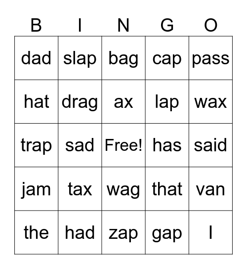 Lesson 35 Bingo Card