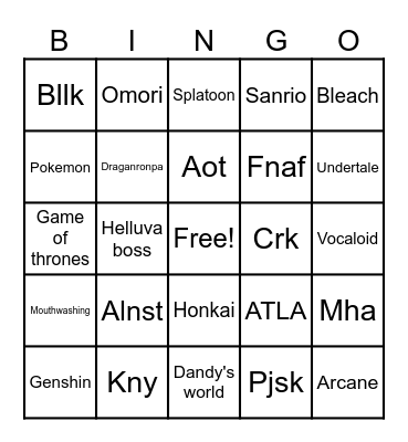 Fandom bingo‼️ Bingo Card
