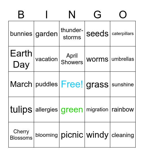 Spring Bingo! Bingo Card