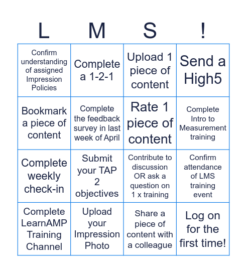 Impression x LearnAMP Bingo Card