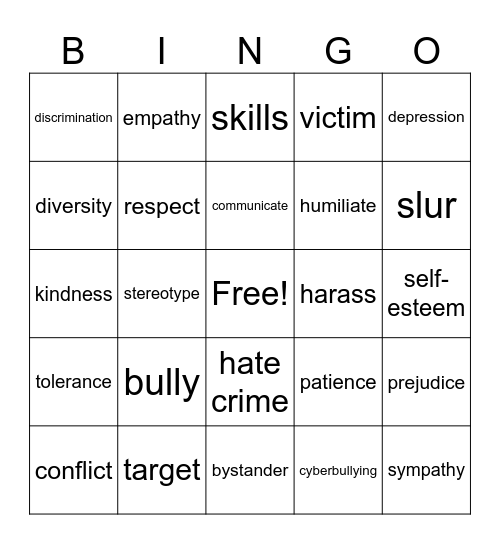 Harassment and Discrimination Bingo Card