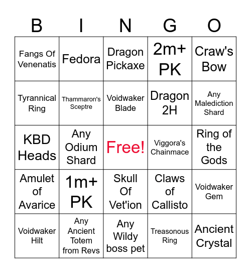 Vox Populi Wildy Bingo Card