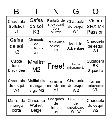 BINGO SIROKO Bingo Card