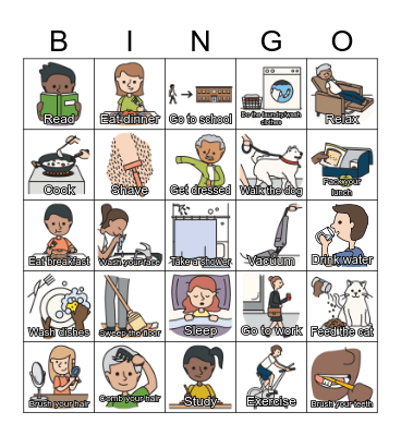 ESL - Daily Routines - from ESL Library Bingo Card