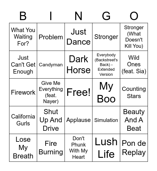 (A) Music Bingo Round 4 Bingo Card