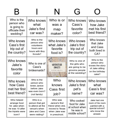 Find The Guest Bingo Card