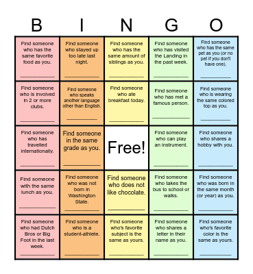 Find Someone Who... Bingo Card
