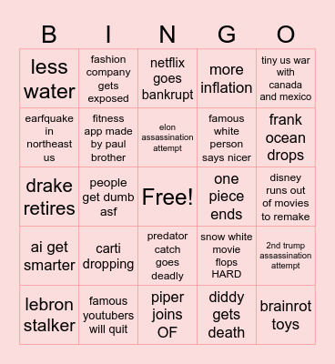 2025 bingo card Bingo Card