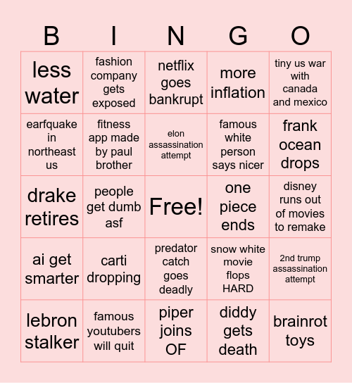2025 bingo card Bingo Card