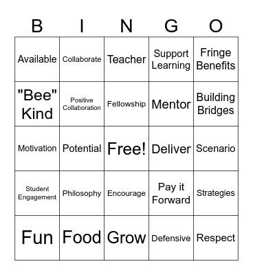 Teacher-to-Teacher Bingo Card