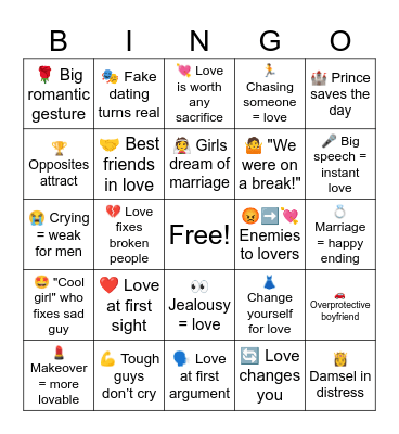 Love is Cheesy Bingo Card