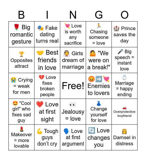 Love is Cheesy Bingo Card