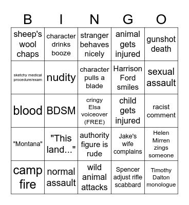 1923 (Yellowstone) Bingo Card