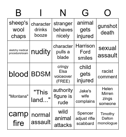 1923 (Yellowstone) Bingo Card