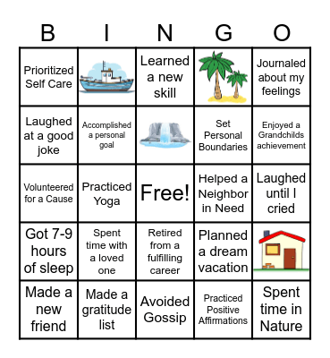 SELF CARE Bingo Card