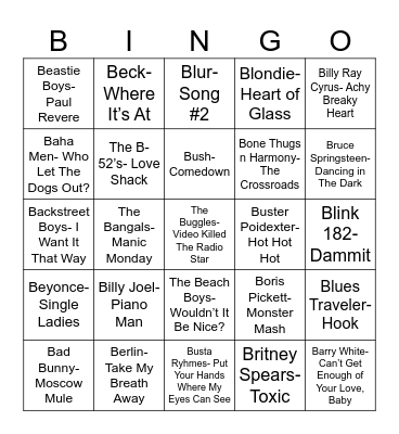 Radio Bingo "B"ingo Bingo Card