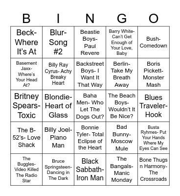 Radio Bingo "B"ingo Bingo Card