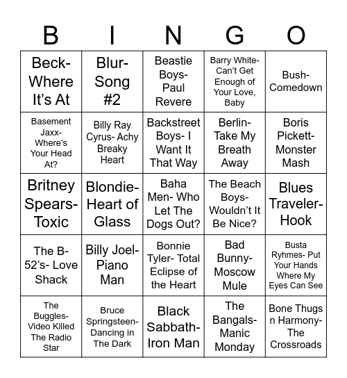 Radio Bingo "B"ingo Bingo Card