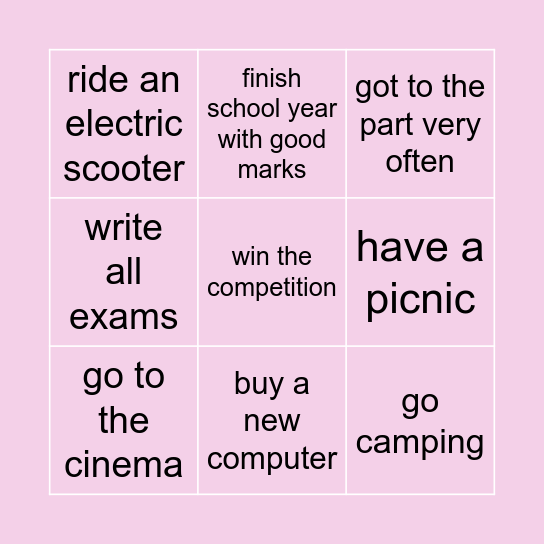 very cool spring Bingo Card