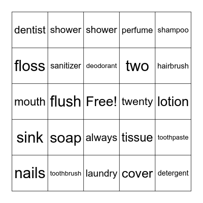 Hygiene Bingo Card