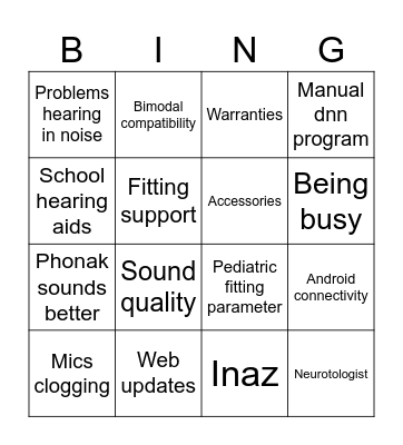 Complaints Bingo Card