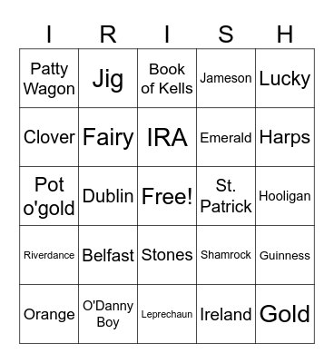 St. Patty's Bingo Card