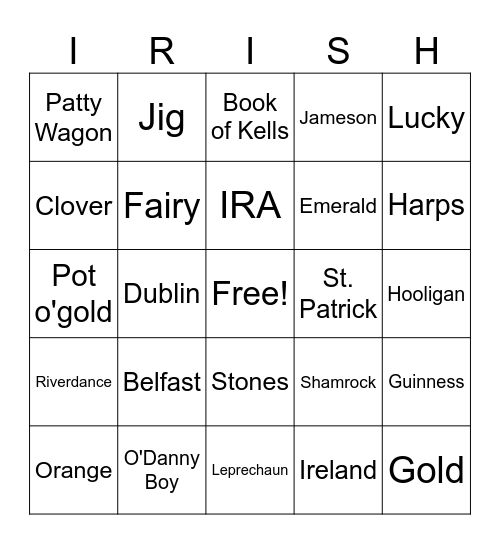 St. Patty's Bingo Card