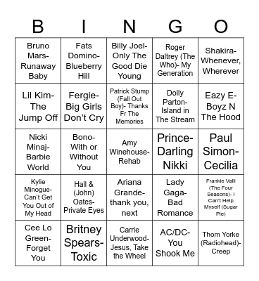 Radio Bingo Short Kings & Queens Bingo Card