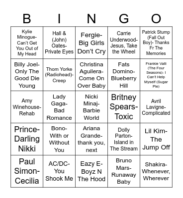 Radio Bingo Short Kings & Queens Bingo Card