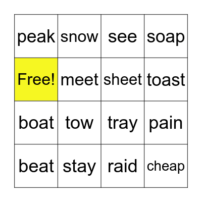 Vowel Teams (1st Grade) Bingo Card
