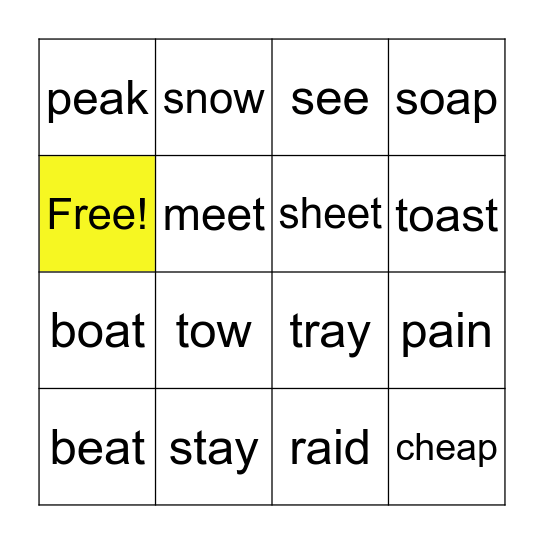 Vowel Teams (1st Grade) Bingo Card