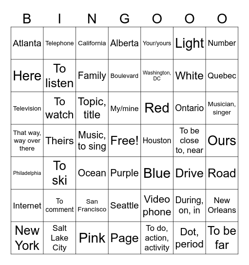 MASL Unit 3 Review Bingo Card