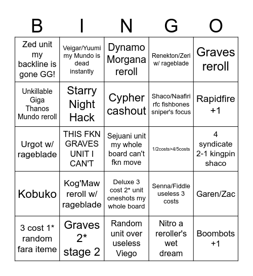 ANDREI SET 14 RAGE Bingo Card
