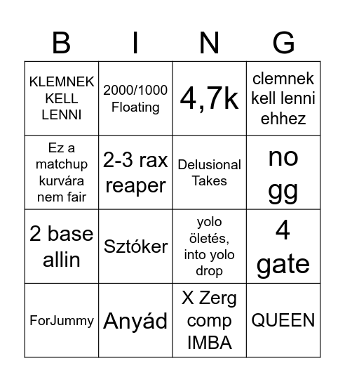 Psz Bingo Card