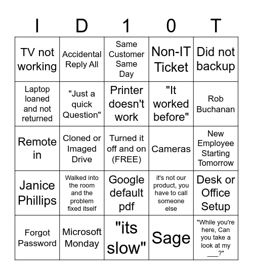 IT BINGO Card