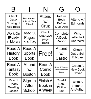 KJA Library Bingo Card