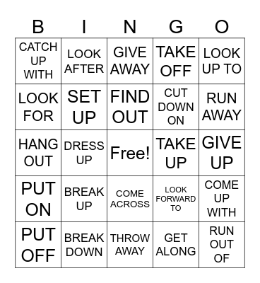 PHRASAL VERBS Bingo Card