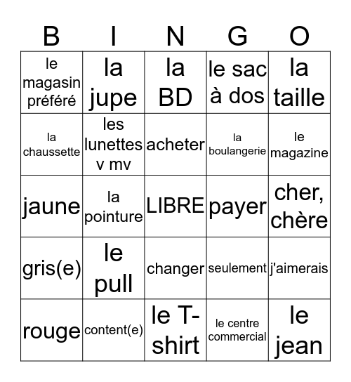 1GT chapitre 5 / 5.4 Bingo Card