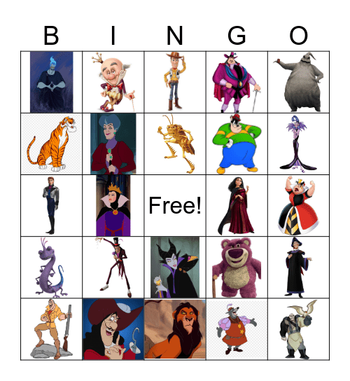 Villian Bingo Card