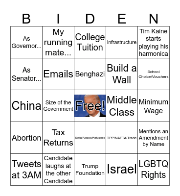 10/3 Vice Presidential Debate # 1 Bingo Card