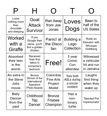Get to Know Me Bingo Card