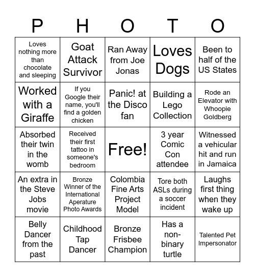 Get to Know Me Bingo Card