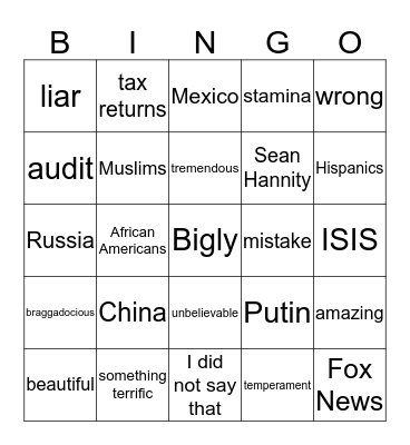 Trump Bingo Card