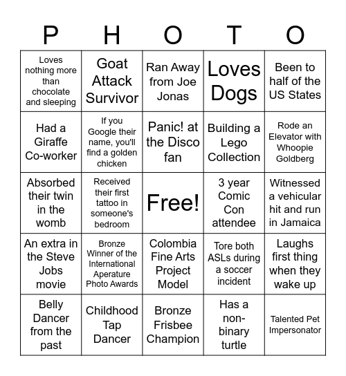 Get to Know Me Bingo Card