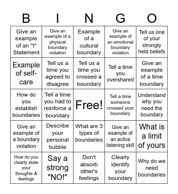 Boundary Bingo Card