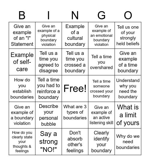 Boundary Bingo Card