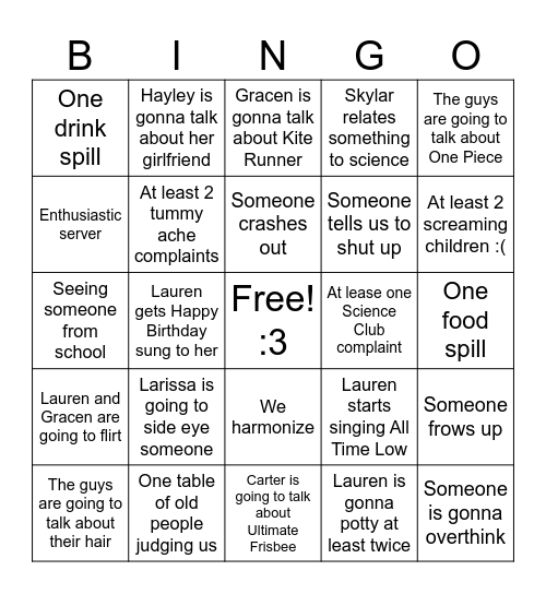 The Last Supper Bingo Card