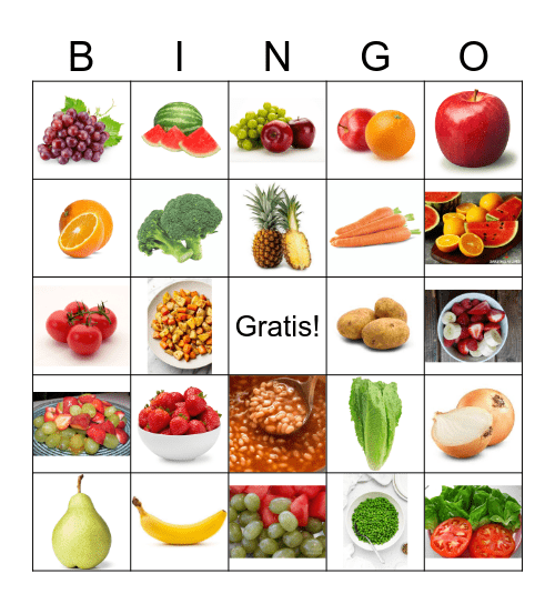 Frutas y Verduras Bingo Card