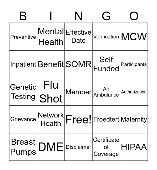 Customer Service Week!! Bingo Card