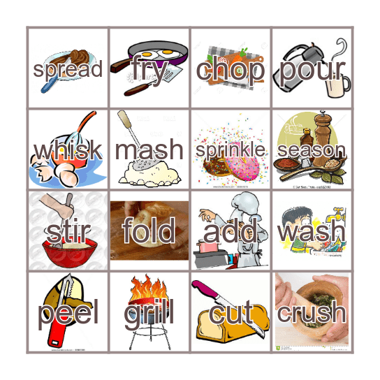 Cooking Bingo Card